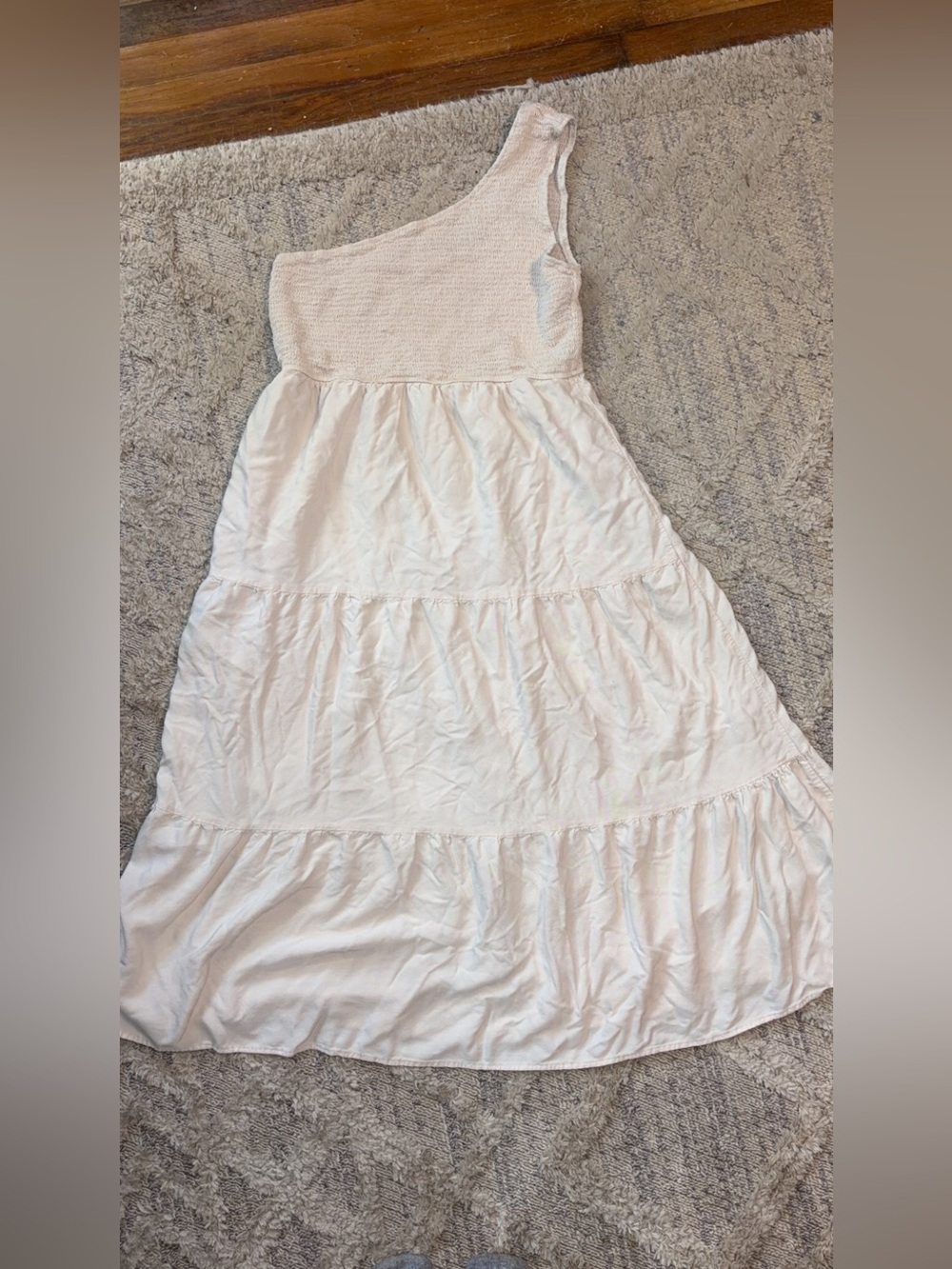 Women’s One-Shoulder Tiered Dress in Cream